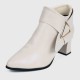 Stylish Belt Buckle High Heeled Boots for Women - Cream |image