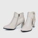 Stylish Belt Buckle High Heeled Boots for Women - Cream |image
