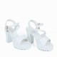 Women’s High Heeled Buckle Closure Sandals - White |image
