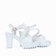 Women’s High Heeled Buckle Closure Sandals - White |image