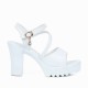Women’s High Heeled Buckle Closure Sandals - White |image