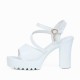 Women’s High Heeled Buckle Closure Sandals - White |image