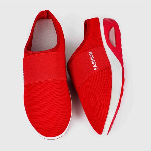 Women’s Knit Style Breathable Air Cushion Slippers - Red |image