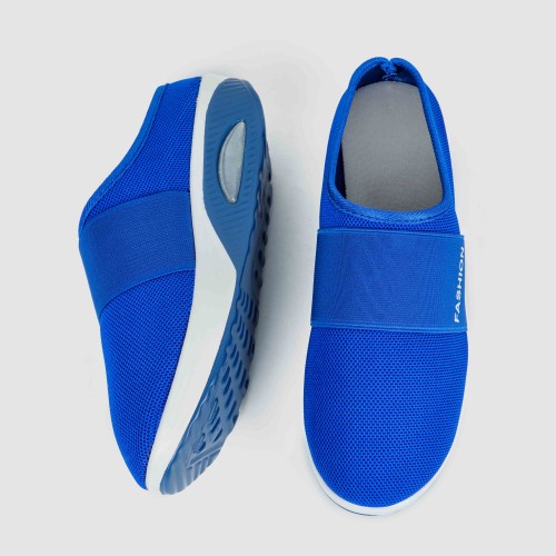 Women’s Knit Style Breathable Air Cushion Slippers - Blue |image
