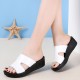 Casual Slip On Open Toe Wedge Slippers - White |image