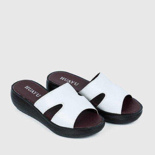 Casual Slip On Open Toe Wedge Slippers - White |image
