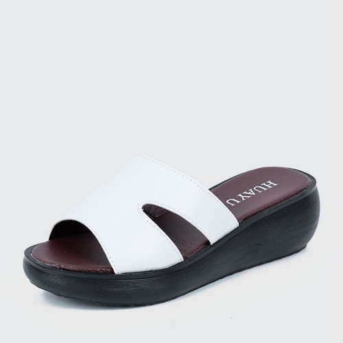 Casual Slip On Open Toe Wedge Slippers - White |image