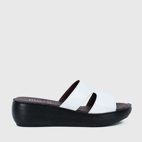 Casual Slip On Open Toe Wedge Slippers - White |image