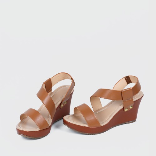Women’s Strapped Fashion Wedge Heel Sandals - Brown |image