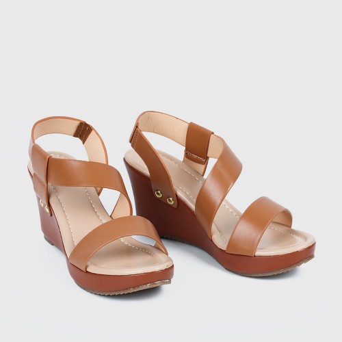 Women’s Strapped Fashion Wedge Heel Sandals - Brown |image