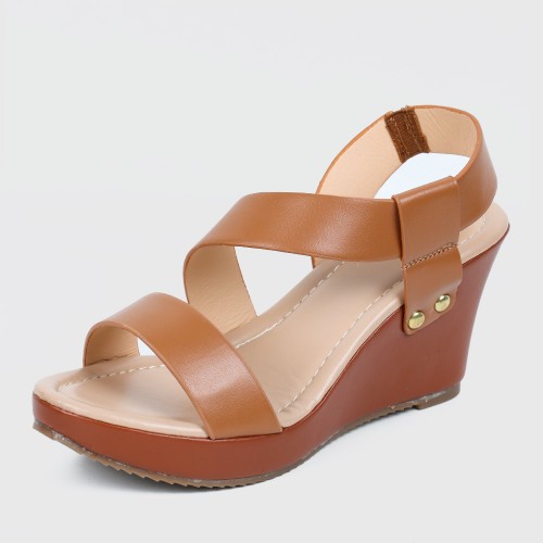 Women’s Strapped Fashion Wedge Heel Sandals - Brown |image