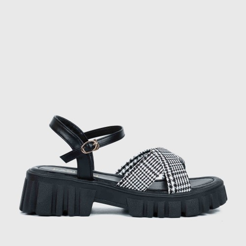 Open Toe Flat Heel Buckle Closure Sandals for Women - Black |image