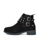 Rivets Studded Buckle Closure Suede Boots for Ladies - Black |image
