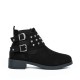 Rivets Studded Buckle Closure Suede Boots for Ladies - Black |image