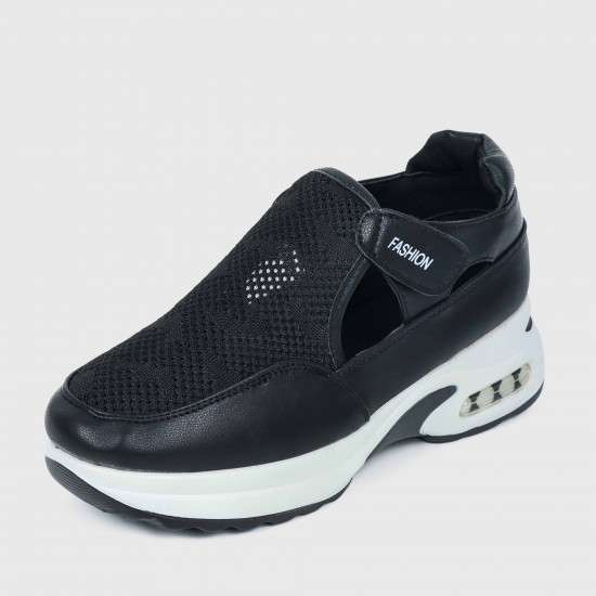 Women’s Breathable Casual Velcro Sport Shoes – Black |image