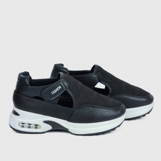 Women’s Breathable Casual Velcro Sport Shoes – Black |image