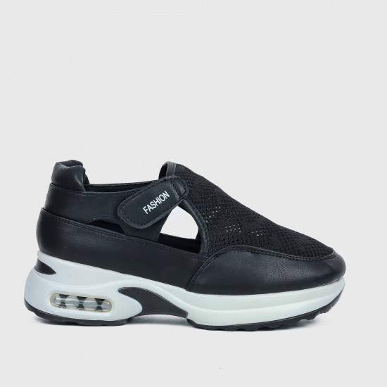 Women’s Breathable Casual Velcro Sport Shoes – Black |image