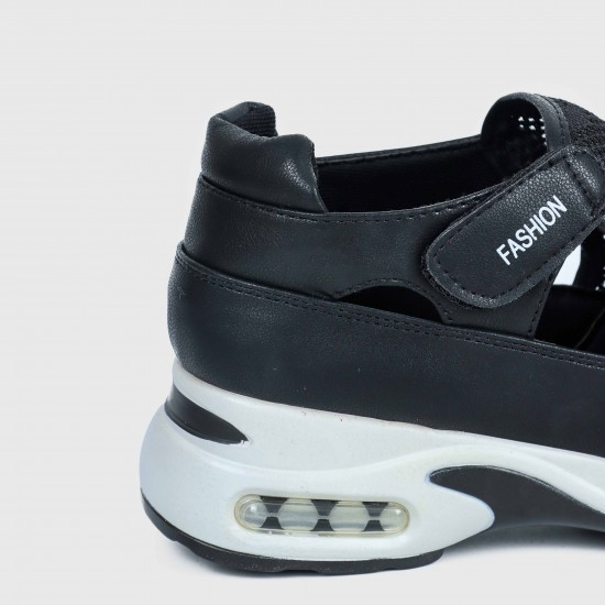 Women’s Breathable Casual Velcro Sport Shoes – Black |image