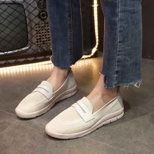 Comfortable Slip On Mesh Style Loafers for Women - Cream |image