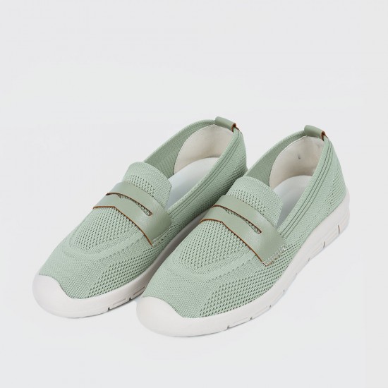 Comfortable Slip On Mesh Style Loafers for Women - Green |image