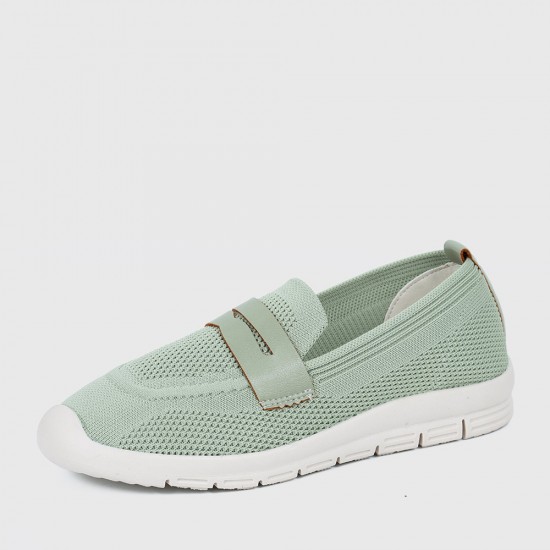 Comfortable Slip On Mesh Style Loafers for Women - Green |image