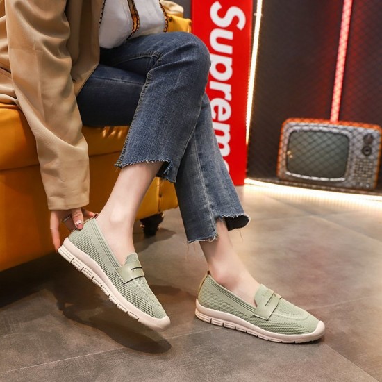 Comfortable Slip On Mesh Style Loafers for Women - Green |image