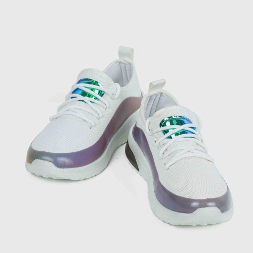 Low Heeled Soft Sole Slip On Casual Shoe for Ladies - White |image