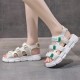 Velcro Closing Mid Heel Strap Sandals for Women - White 
