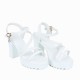 Fish Mouth Rhinestone Platform High Heel Sandals - White |image