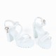 Fish Mouth Rhinestone Platform High Heel Sandals - White |image