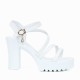 Fish Mouth Rhinestone Platform High Heel Sandals - White |image