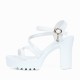 Fish Mouth Rhinestone Platform High Heel Sandals - White |image