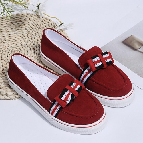 Trendy Fashion Bowknot Toe Low Heel Flat Women’s Sandals - Red |image