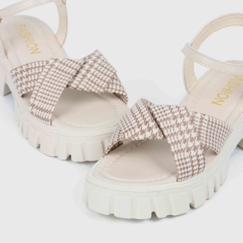 Open Toe Flat Heel Buckle Closure Sandals for Women - Cream |image