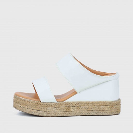 Peep Toe Backless Platform Wedge Slippers for Women – White |image