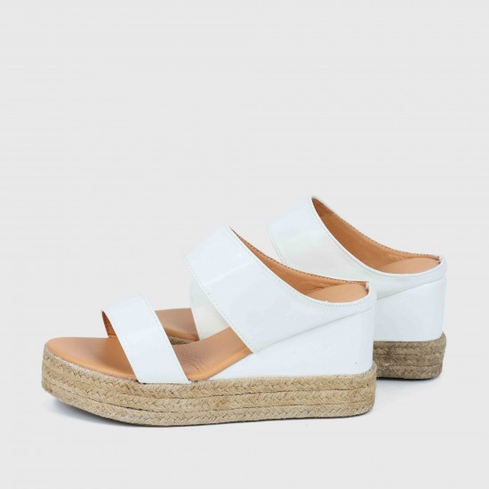 Peep Toe Backless Platform Wedge Slippers for Women – White |image