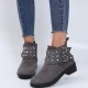 Rivets Studded Buckle Closure Suede Boots for Ladies - Grey |image