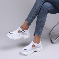 Women’s Breathable Casual Hollow Sport Shoes – White 