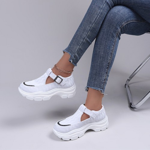 Women’s Breathable Casual Hollow Sport Shoes – White |image