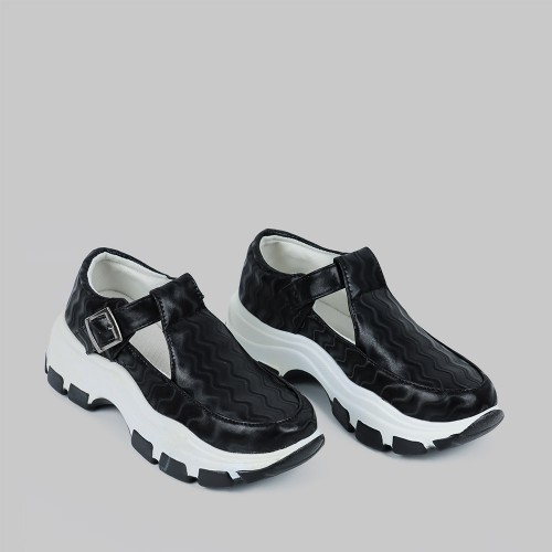 Women’s Breathable Casual Hollow Sport Shoes – Black |image