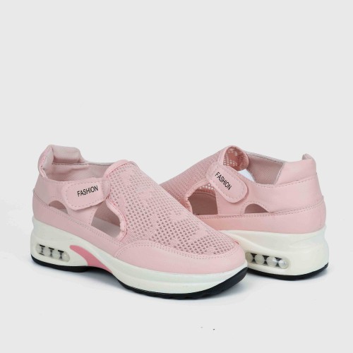 Women’s Breathable Casual Velcro Sport Shoes – Pink |image