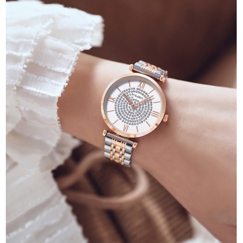 Trendy Women's Fashion Stainless Steel Quartz Wrist Watch - Rose gold |image