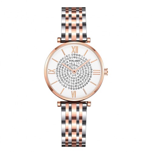 Trendy Women's Fashion Stainless Steel Quartz Wrist Watch - Rose gold |image
