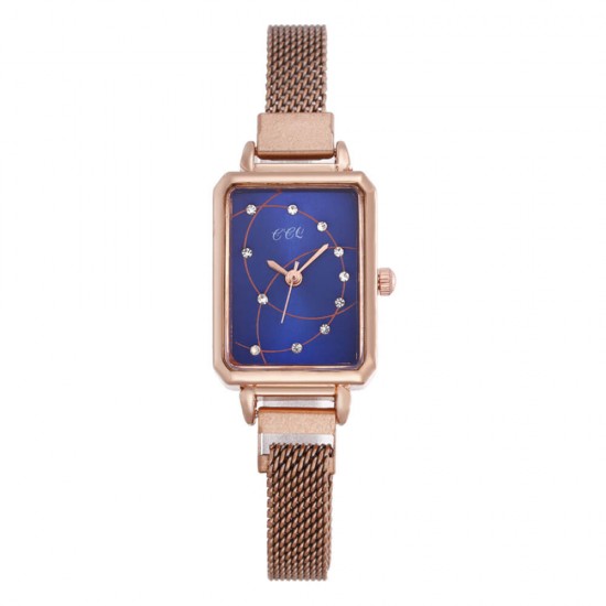  Rectangular Case Celestial Design Women's Wrist Watch - Blue |image