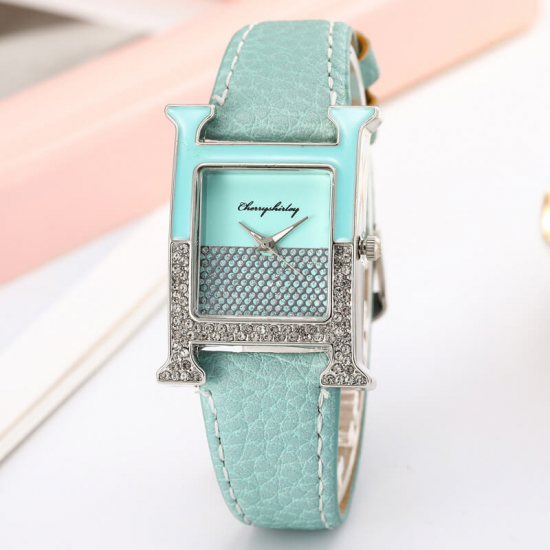 Ladies Quartz Fashion Leather Strap Casual Wrist Watch - Light blue |image