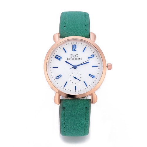 Leather Strap Quartz Style Analogue Women's Watch - Green |image