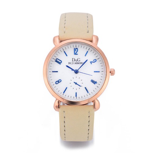 Leather Strap Quartz Style Analogue Women's Watch - Cream |image