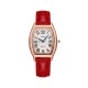 Women's Square Disc Leather Strap Casual Watch - Red |image