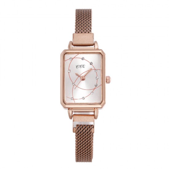  Rectangular Case Celestial Design Women's Wrist Watch - Silver |image