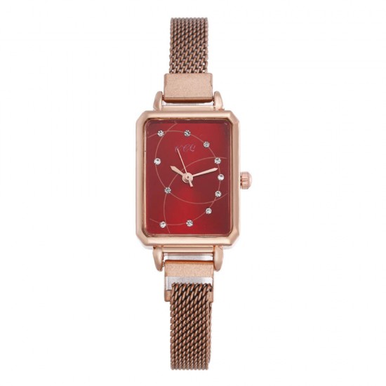  Rectangular Case Celestial Design Women's Wrist Watch - Red |image
